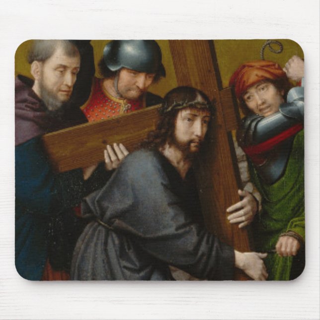 Mousepad Cristo que leva a cruz, com a crucificação (Frente)