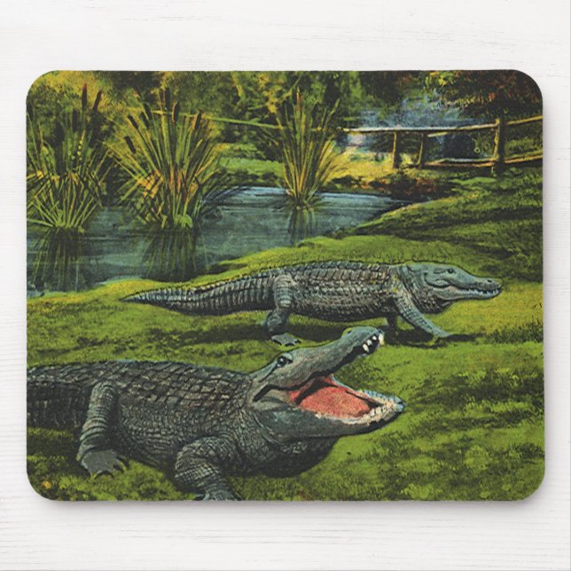 Mousepad Crocodilos, Animais Répteis da Vida Marinha Vintag (Frente)