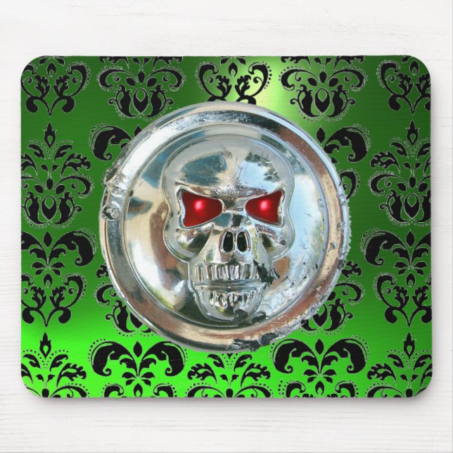 Mousepad CROME SKULL, Damask, Green Emerald (Frente)