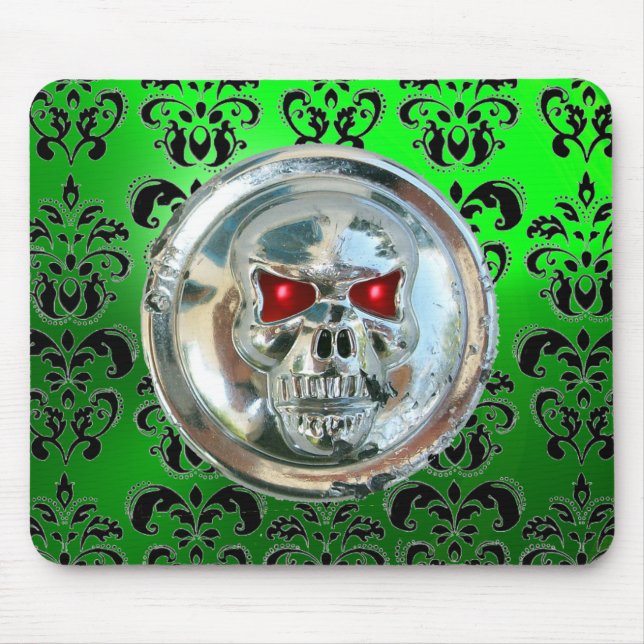 Mousepad CROME SKULL, Damask, Green Emerald (Frente)