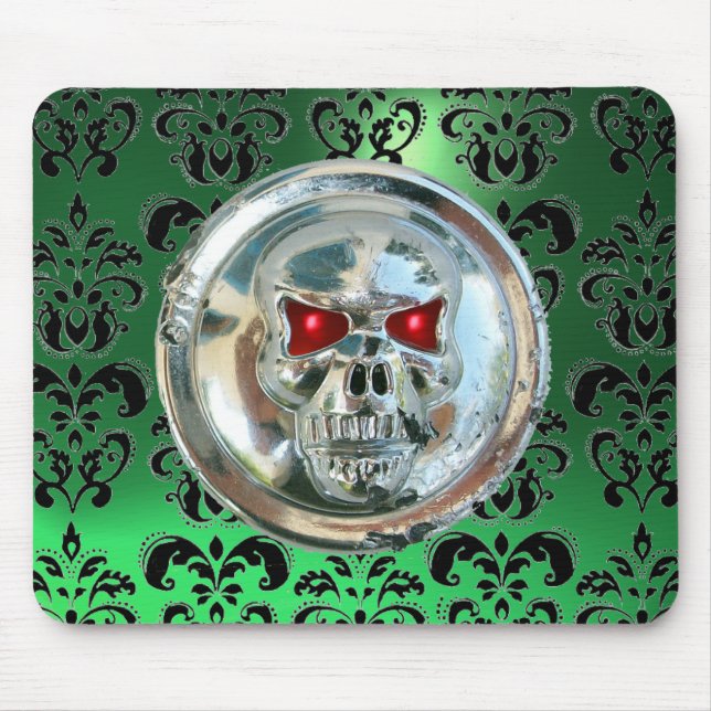 Mousepad CROME SKULL, Damask, Jade Verde (Frente)