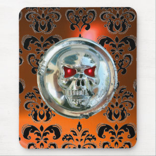 Mousepad CROME SKULL, Damask, Orange Agate