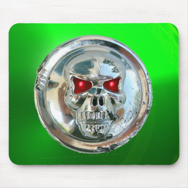 Mousepad CROME SKULL, Green Emerald (Frente)