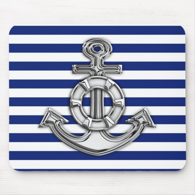 Mousepad Cromo como o Lifesaver em faixas de Marinho (Frente)