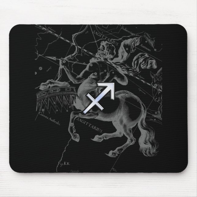 Mousepad Cromo Como Sagitário Símbolo Zodiaco Decor Heveliu (Frente)