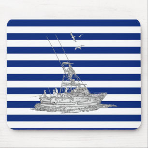 Mousepad Cromo de Pesca Marlin nas faixas de Marinho