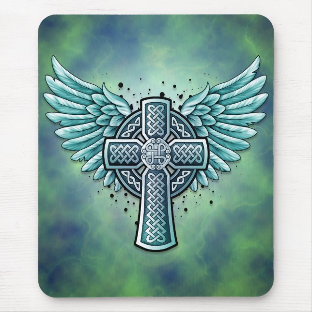 Mousepad Cruz celta com as asas (azuis) (Frente)