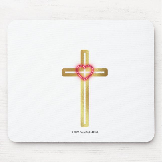Mousepad Cruz com Coração no Meio  (Frente)