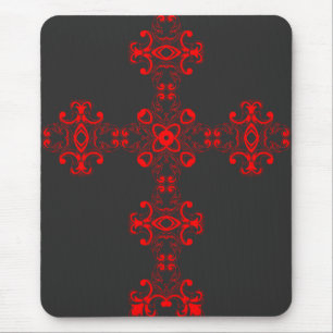 Mousepad Cruz com ornamento vermelho
