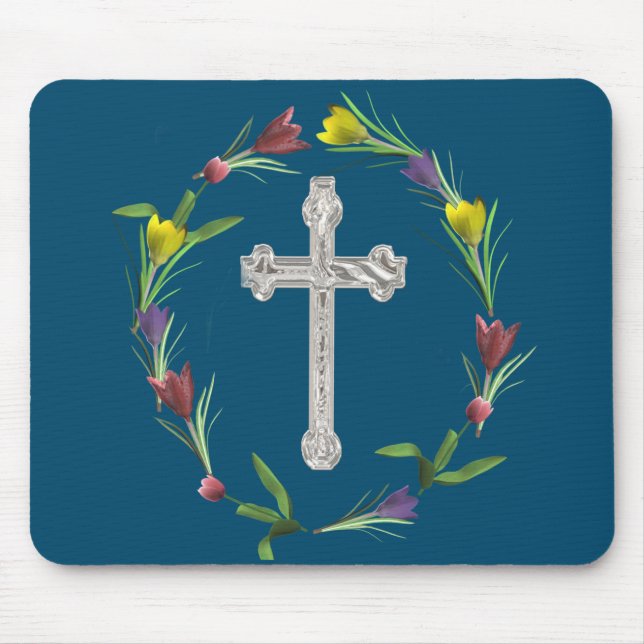 Mousepad Cruz com rosa (Frente)