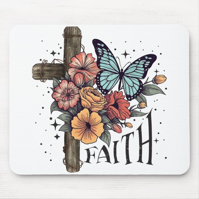 Mousepad Cruz da Fé Floral  (Frente)