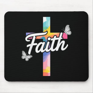Mousepad Cruz de Aith com Borboletas Cristã