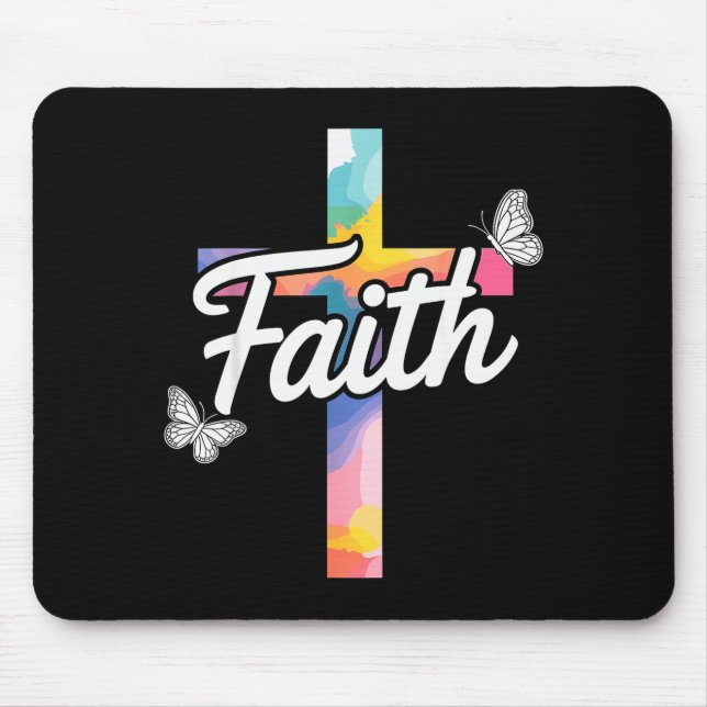 Mousepad Cruz de Aith com Borboletas Cristã (Frente)