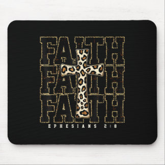 Mousepad Cruz de Fé Leopardo Versículo Bíblico Religioso Cr