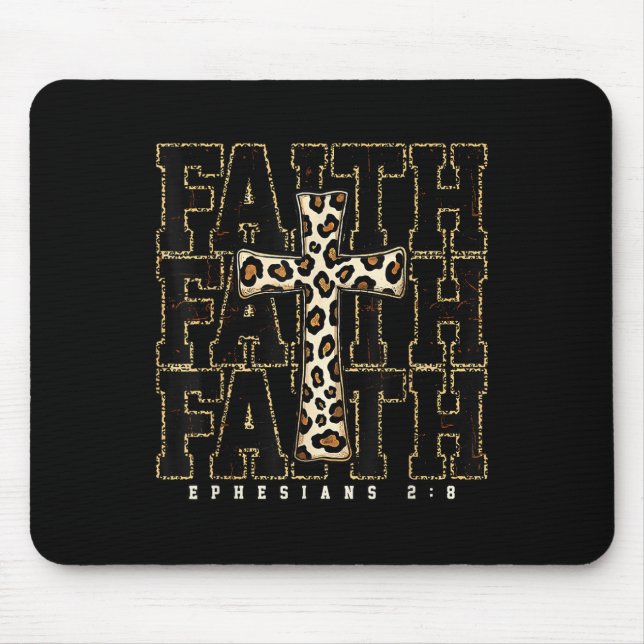 Mousepad Cruz de Fé Leopardo Versículo Bíblico Religioso Cr (Frente)