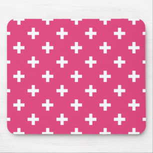 Mousepad Cruzes brancas da polca no fúcsia