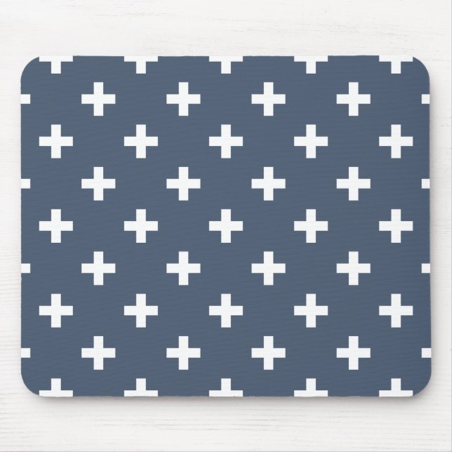 Mousepad Cruzes de polca branca em cinzas azuis (Frente)