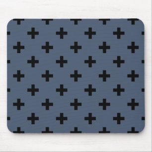 Mousepad Cruzes de polca preta em cinza azul