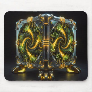 Mousepad Cubo de Newton Verde e Amarelo Fractal