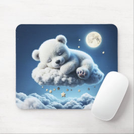 Mousepad Cubo de urso polar bonito nuvens fofinhas
