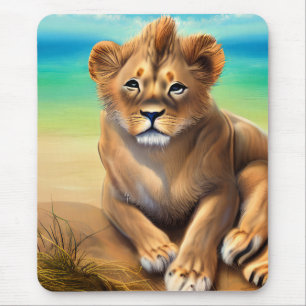 Mousepad Cubo do Leão Masculino em uma Praia