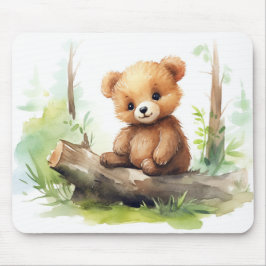 Mousepad Cubo Do Urso Castanho No Log