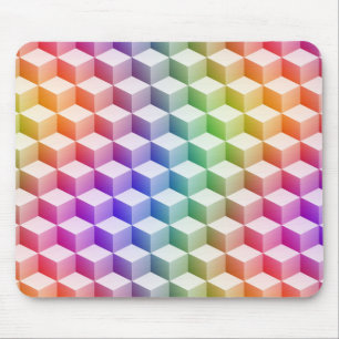 Mousepad Cubos de aparência 3D Colorido do Arco-Íris Colori