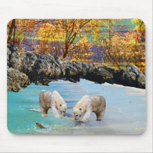 Mousepad Cubos De Urso Polar A Pescar,