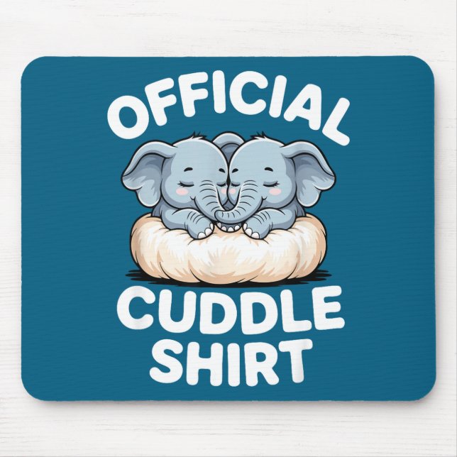 Mousepad Cuddle Shirt Cute Baby Elephant Snuggle  (Frente)