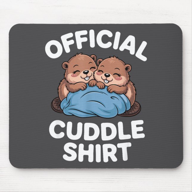 Mousepad Cuddle Shirt Cute Beavers Snuggling  (Frente)
