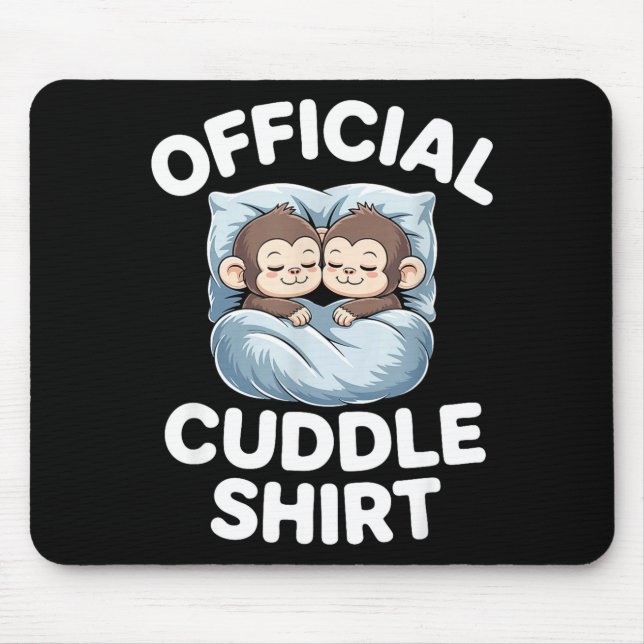 Mousepad Cuddle Shirt Cute Sleepy Monkey Couple  (Frente)