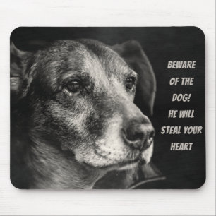 Mousepad Cuidado com o cão, foto personalizada de animais d
