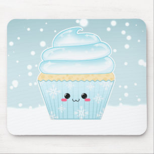 Mousepad Cupcake bonito do floco de neve do Natal de Kawaii