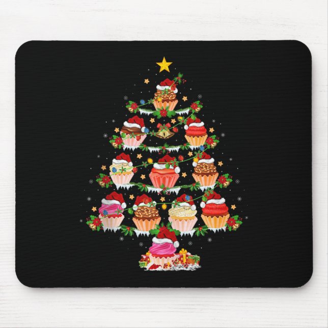 Mousepad Cupcake Christmas Tree Lights Funny Fast Food Cupc (Frente)