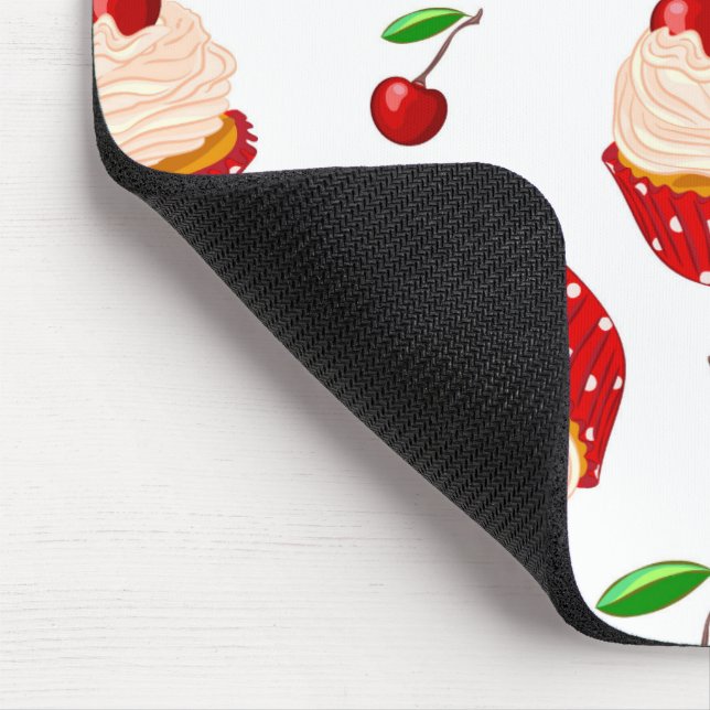 Mousepad Cupcake com padrão de cerejas (Canto)