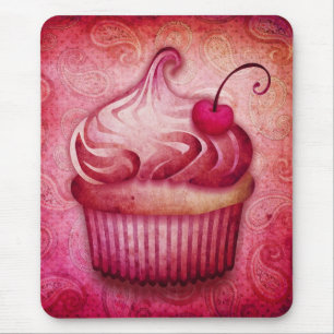 Mousepad cupcake cor-de-rosa de paisley