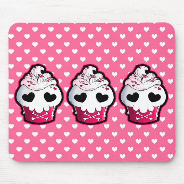 Mousepad Cupcake cor-de-rosa do crânio (Frente)