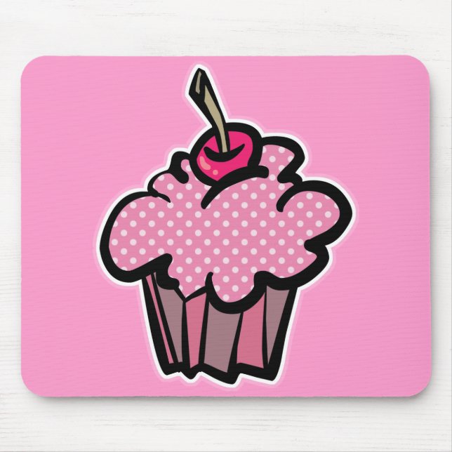 Mousepad cupcake de bolinhas rosa (Frente)