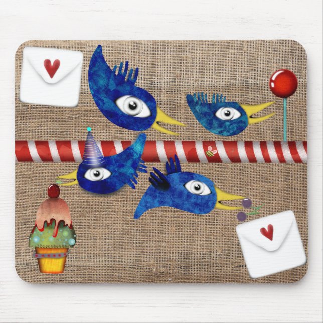 Mousepad cupcake de bolos de pop de festa de aniversário (Frente)