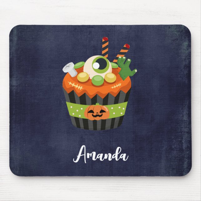 Mousepad Cupcake de Halloween bonito e assustador com uma b (Frente)