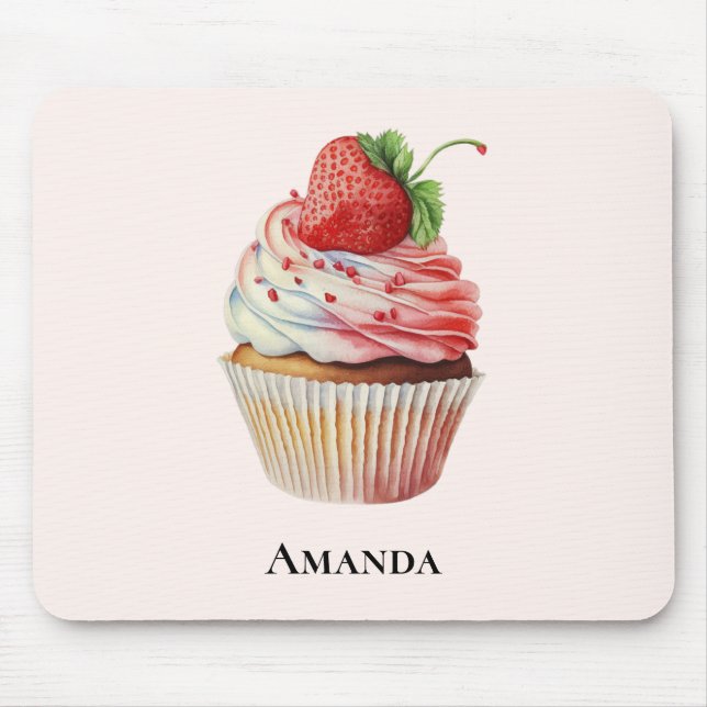 Mousepad Cupcake de morango deserto doce (Frente)