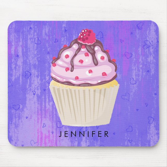 Mousepad Cupcake doce com framboesa no topo (Frente)