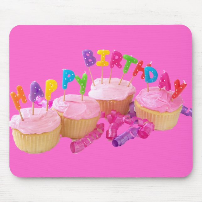 Mousepad Cupcake e velas do feliz aniversario (Frente)
