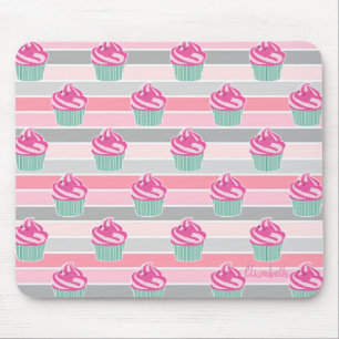 Mousepad Cupcakes Cute Adoráveis, Stripes - Personalizadas