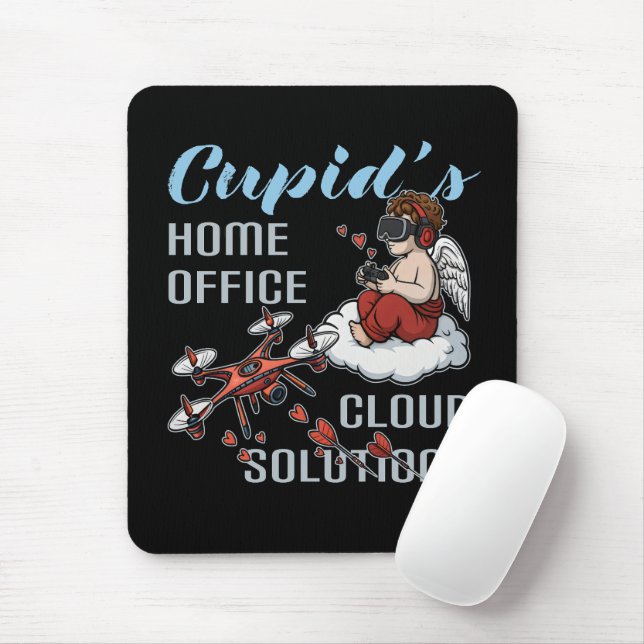 Mousepad Cupid’s Home Office, Drone Valentine’s Day (Com mouse)