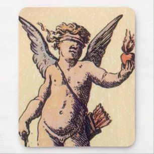Mousepad Cupido de olhos vendados do vintage, cartão de