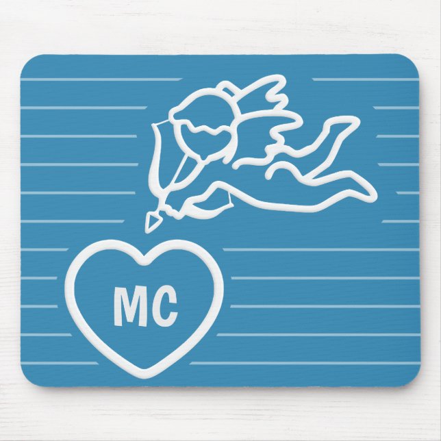 Mousepad Cupido Gira o mouse personalizado monograma (Frente)