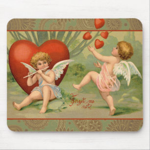Mousepad Cupidos do Amor Antigo Vintage do Dia dos Namorado
