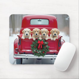 Mousepad Cuppies De Retriever De ouro No Caminhão De Natal