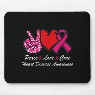 Mousepad Cura do Amor pela Paz Doença Cardíaca Conscientiza